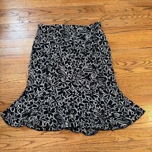 Vintage Willow black and white floral midi skirt